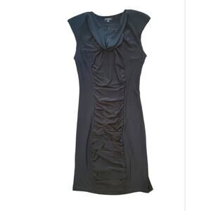 Komarov Women's Black Ruffle Cowl Neck Mini Knee Length Dress Sz S Small